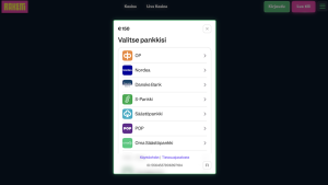 Valitse oma verkkopankki ja viimeistele talletus